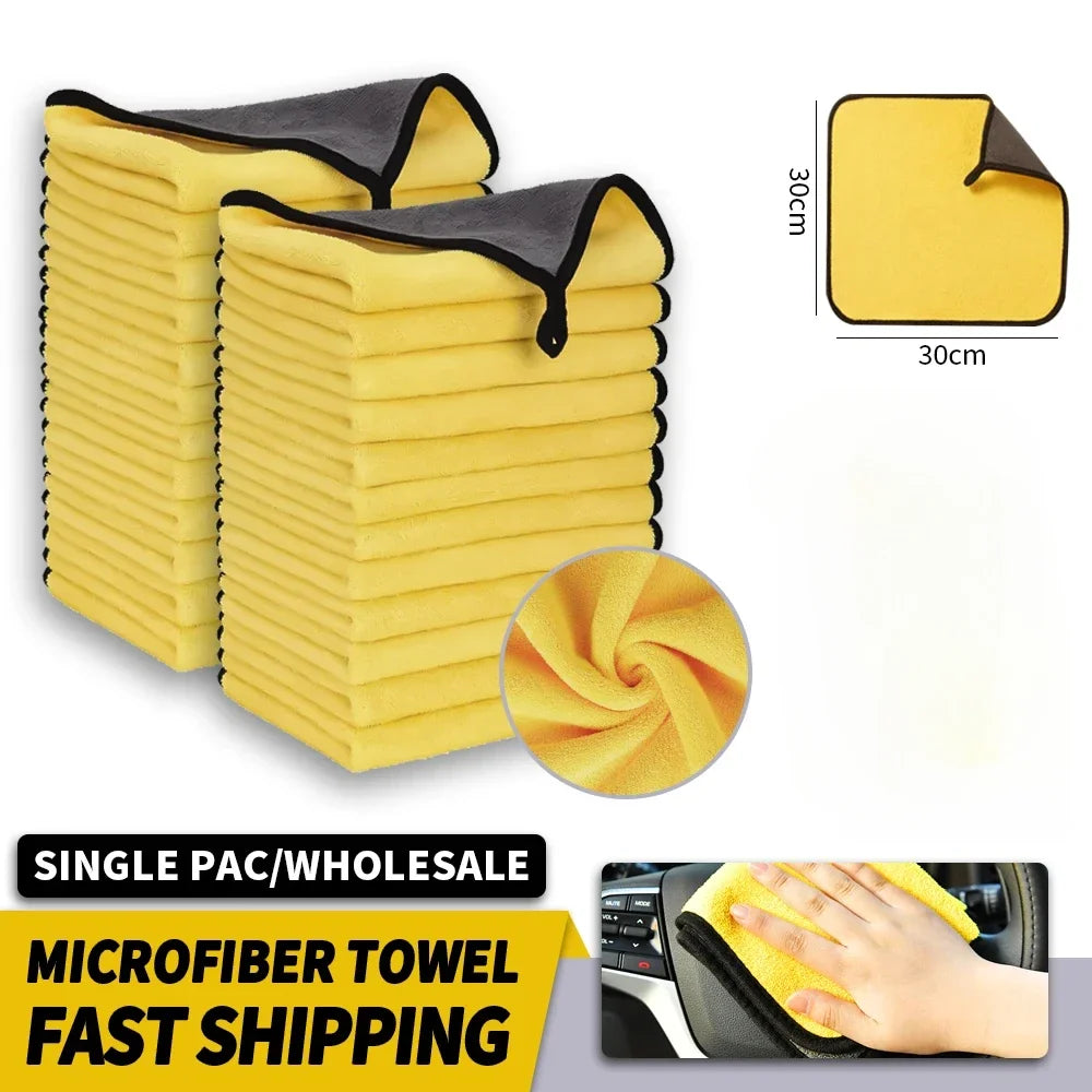 3/5/10Pcs Car Wash Microfiber Towel 30*30CM / 30*60cm Car Cleaning Drying Cloth Care Cloth Car Wash Towel Kitchen Towel